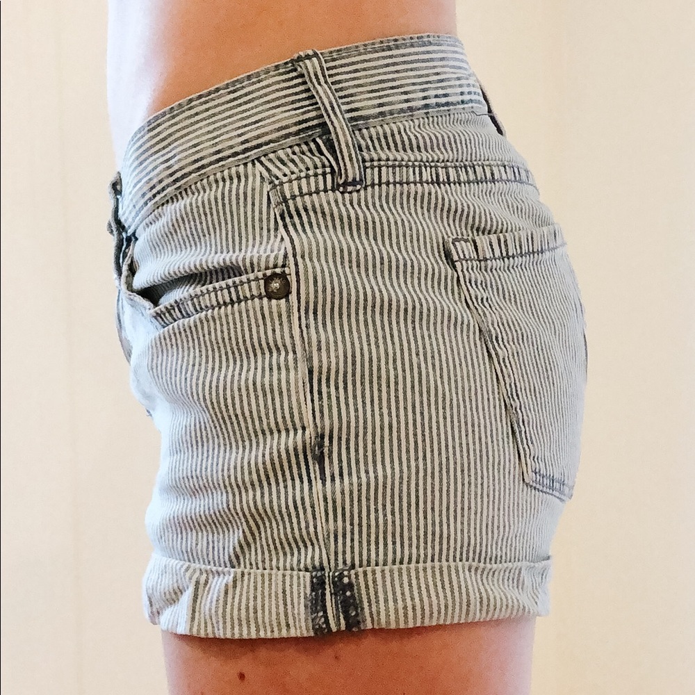 Blue and white striped shorts